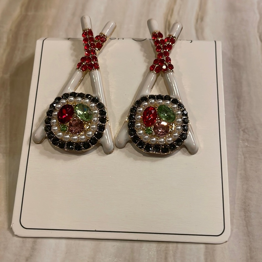 Rhinestone sushi earrings NWT